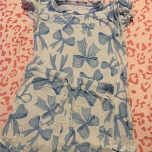 Bums and Roses Bamboo Blue Bow Girls Pajama Set